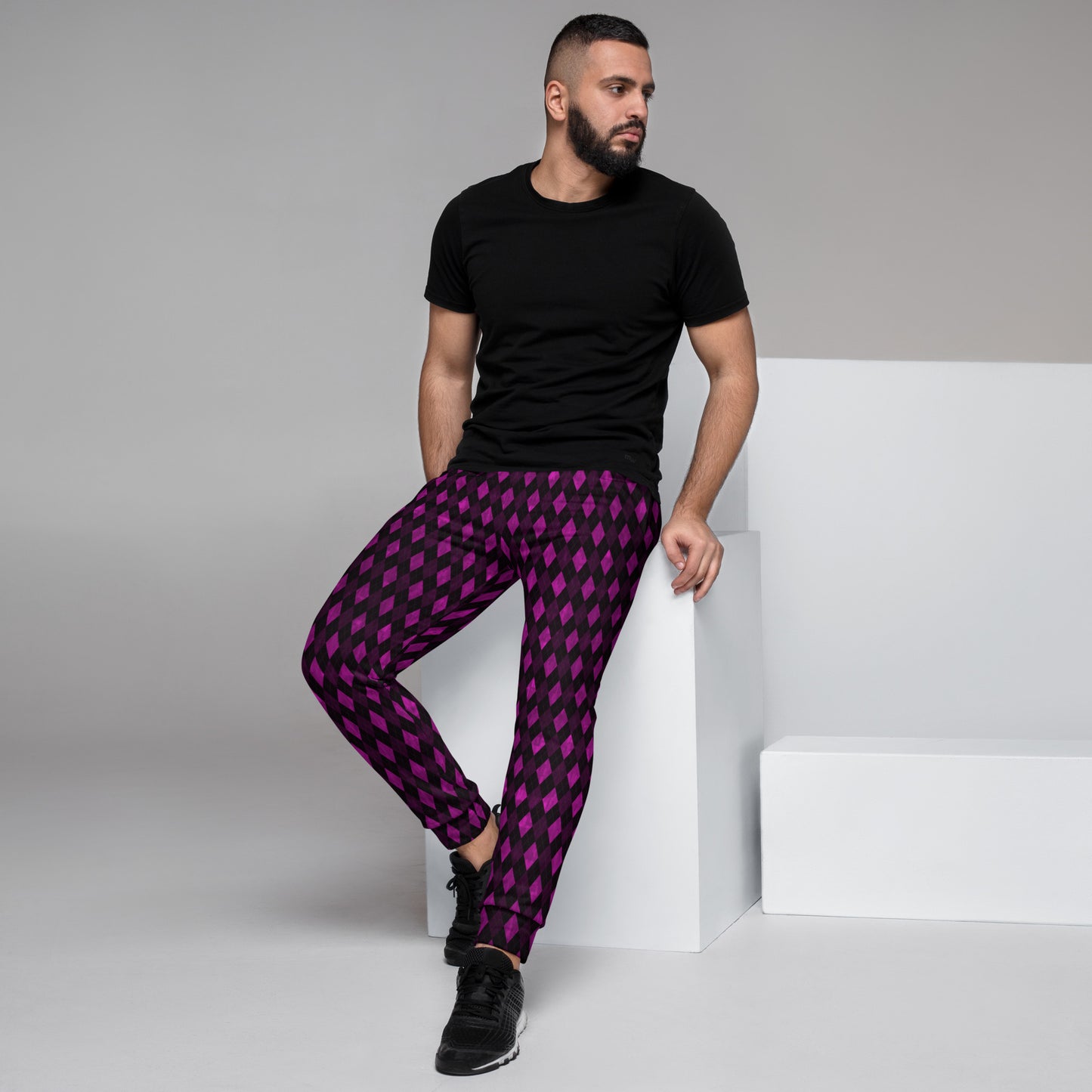 Men's Joggers Purple Argyle