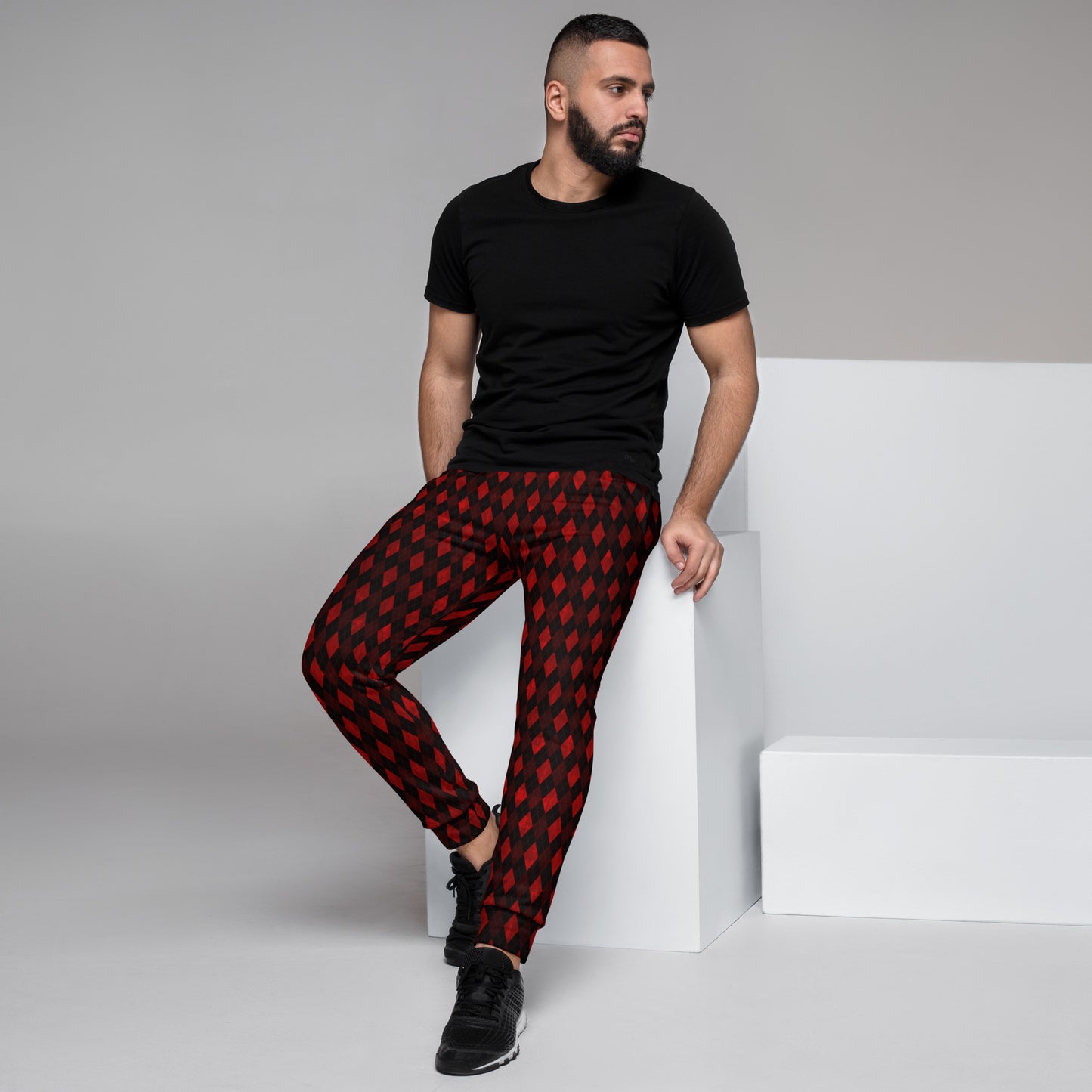 Men's Joggers Red Argyle