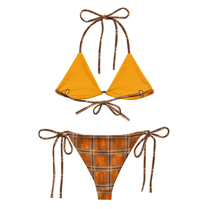 Recycled String Bikini Orange Plaid