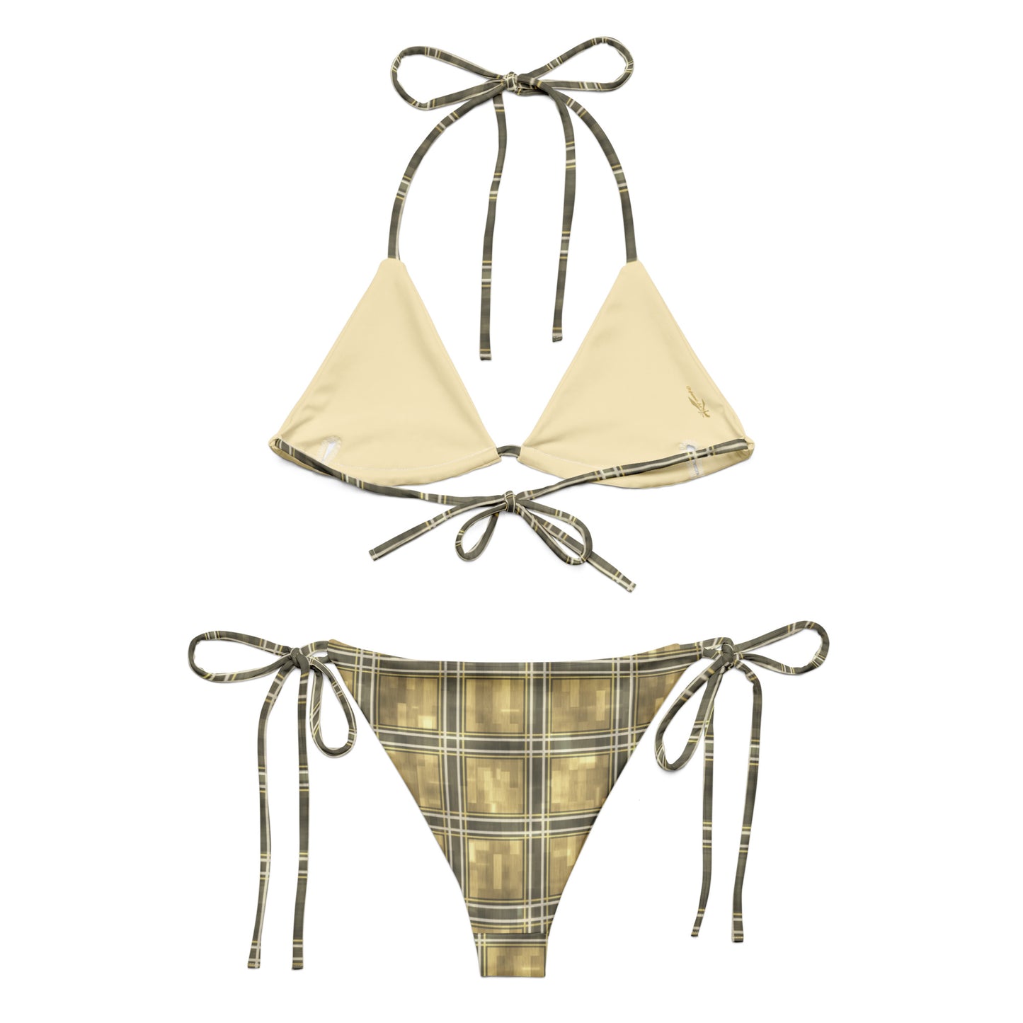 Recycled String Bikini Moonlit Yellow Plaid