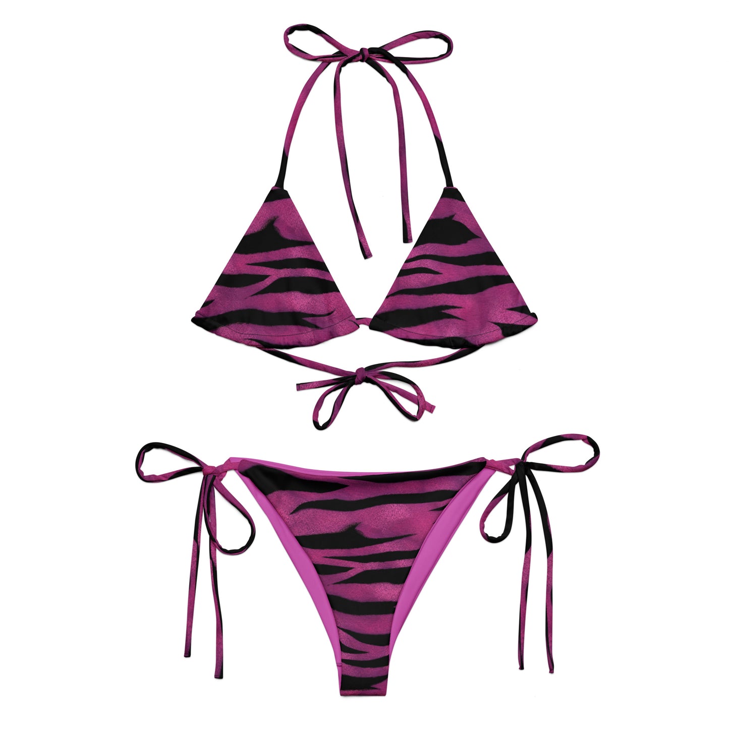 Recycled String Bikini Purple Animal Print