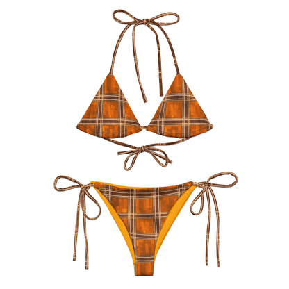 Recycled String Bikini Orange Plaid