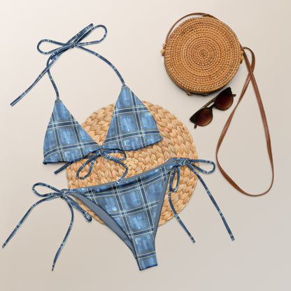 Recycled String Bikini Windward Blue Plaid