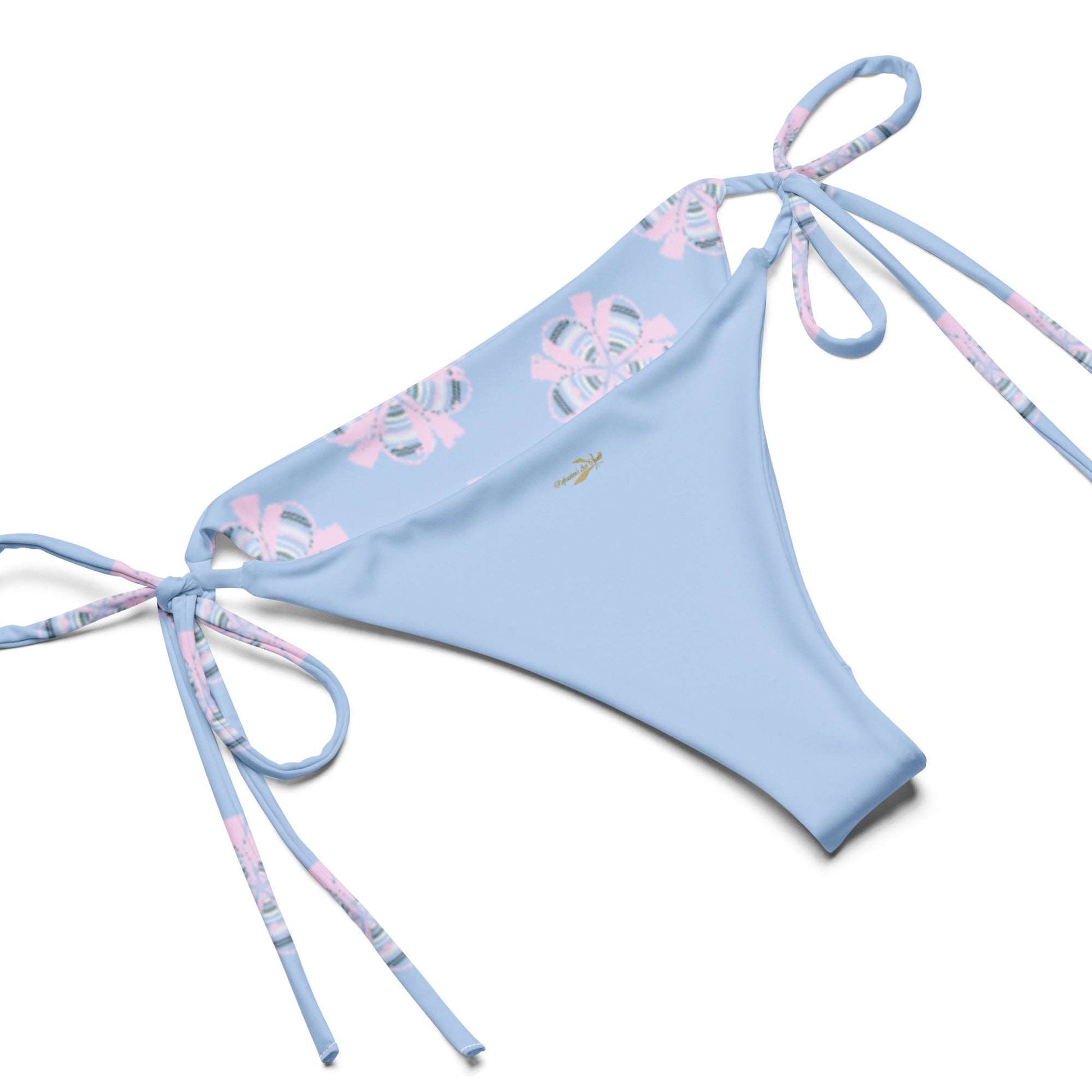 Blue Recycled String Bikini Floral Art