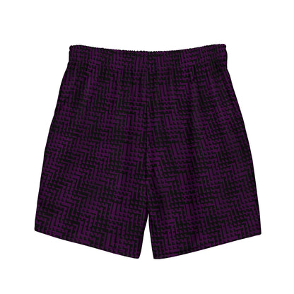 Men's Swim Trunks Black & Purple Houndstooth-Gingham Mix