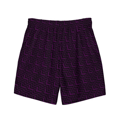 Men's Swim Trunks Purple & Black Zig Zag Print