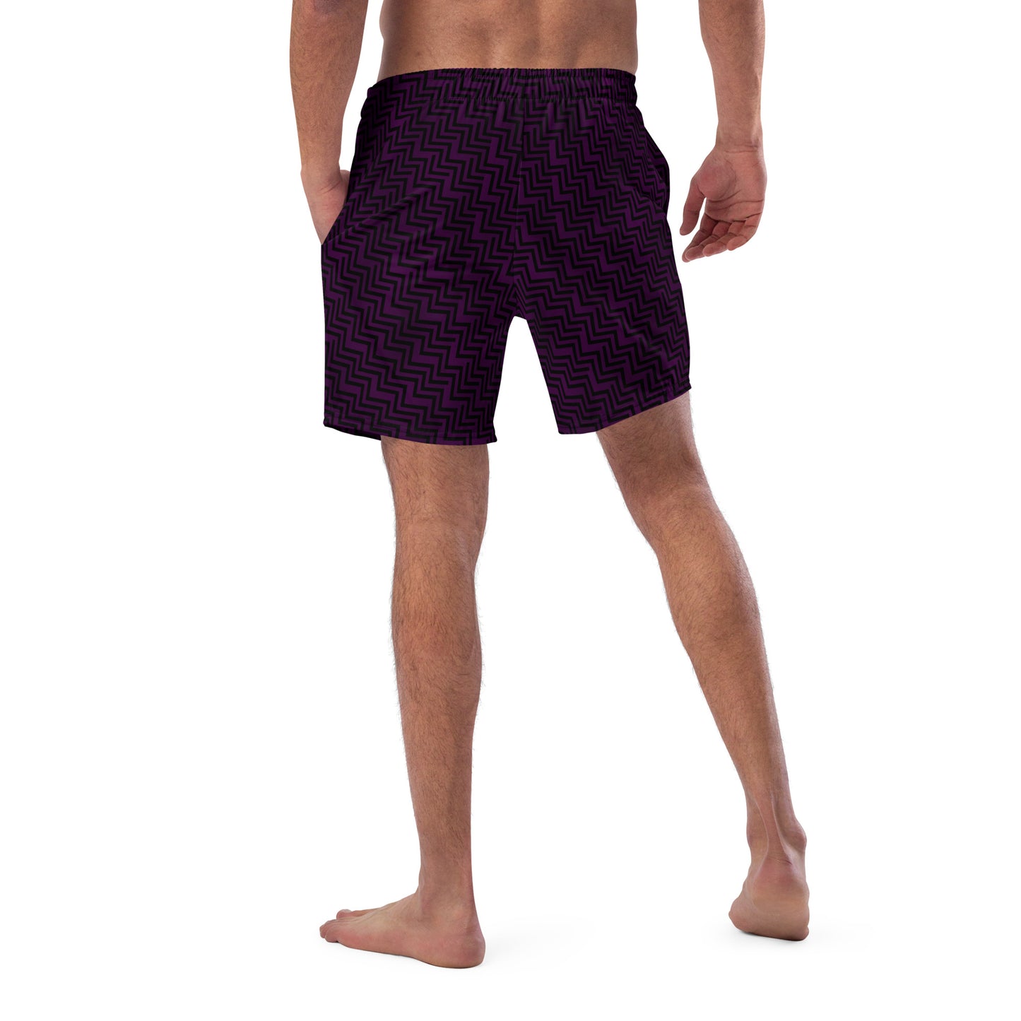 Men's Swim Trunks Purple & Black Zig Zag Print