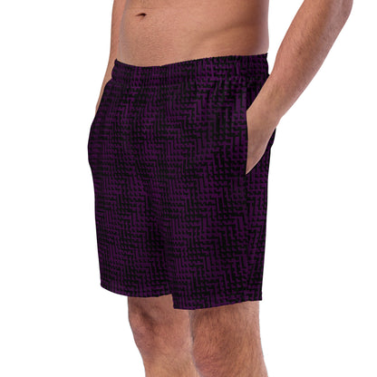 Men's Swim Trunks Black & Purple Houndstooth-Gingham Mix