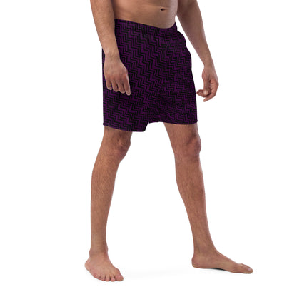 Men's Swim Trunks Purple & Black Zig Zag Print