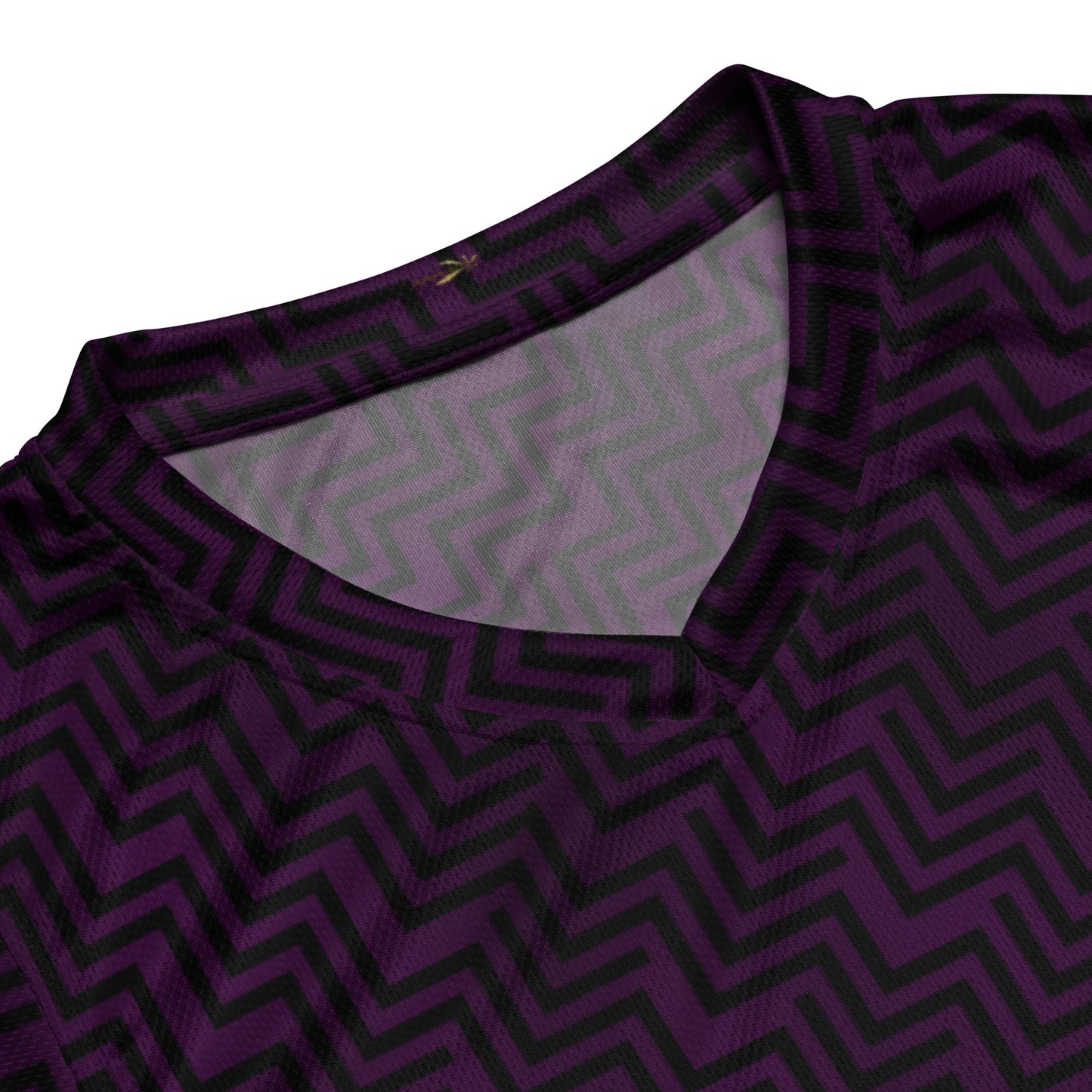 Recycled Unisex Basketball Jersey Purple & Black Zig Zag Print