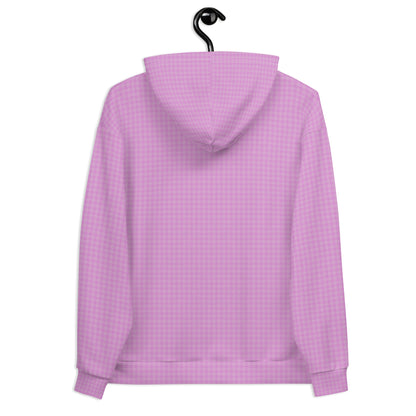 Women's Hoodie Pink Houndstooth-Gingham Mix