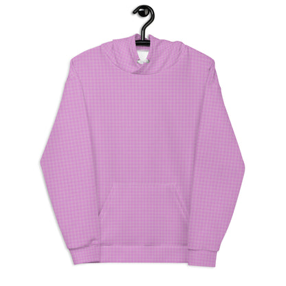 Women's Hoodie Pink Houndstooth-Gingham Mix