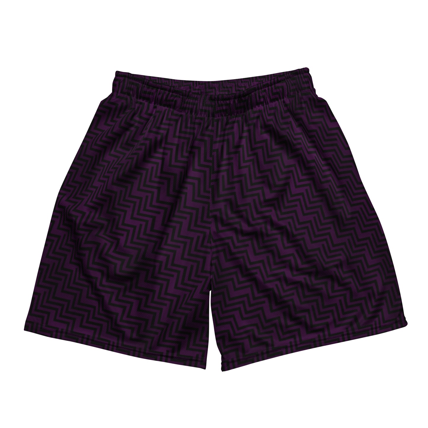 Unisex Mesh Shorts Purple & Black Zig Zag Print