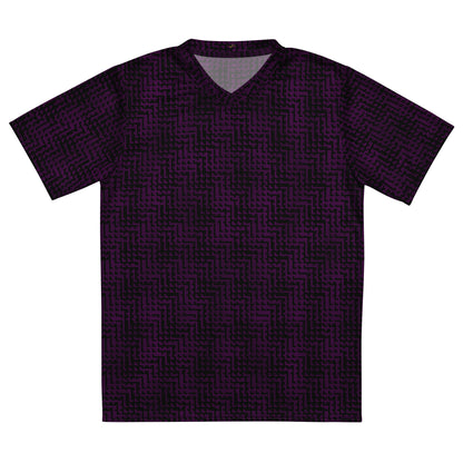 Unisex Recycled Sports Jersey Black & Purple Houndstooth-Gingham Mix