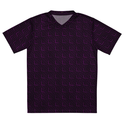 Recycled Unisex Sports Jersey Purple & Black Zig Zag Print