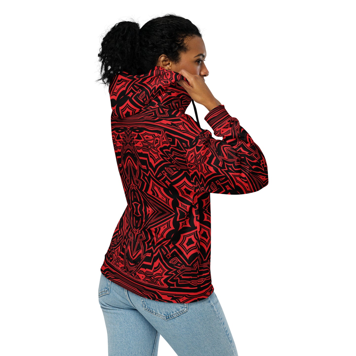 Unisex Zip Hoodie Abstract Geometric Red