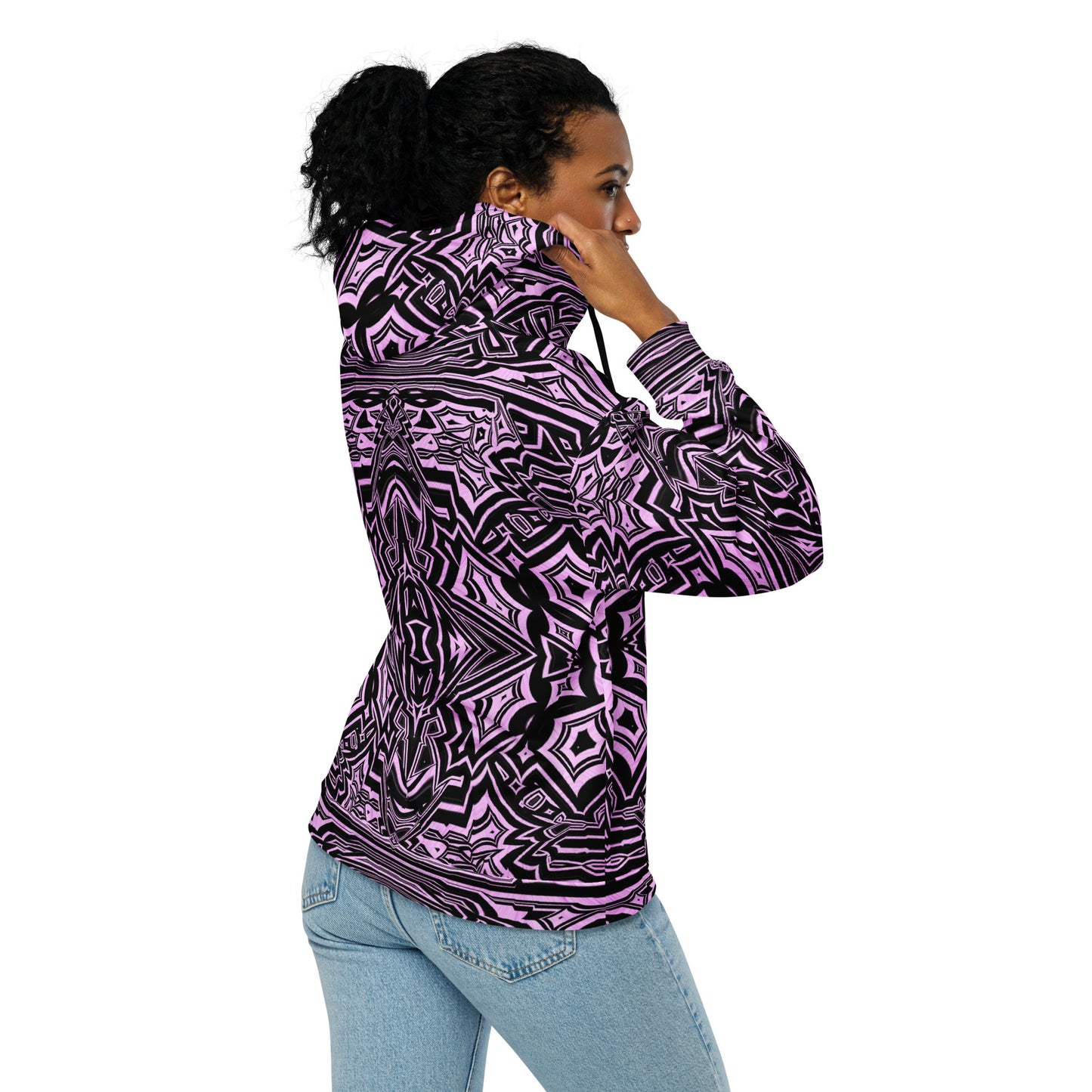 Unisex Zip Hoodie Abstract Geometric Pink