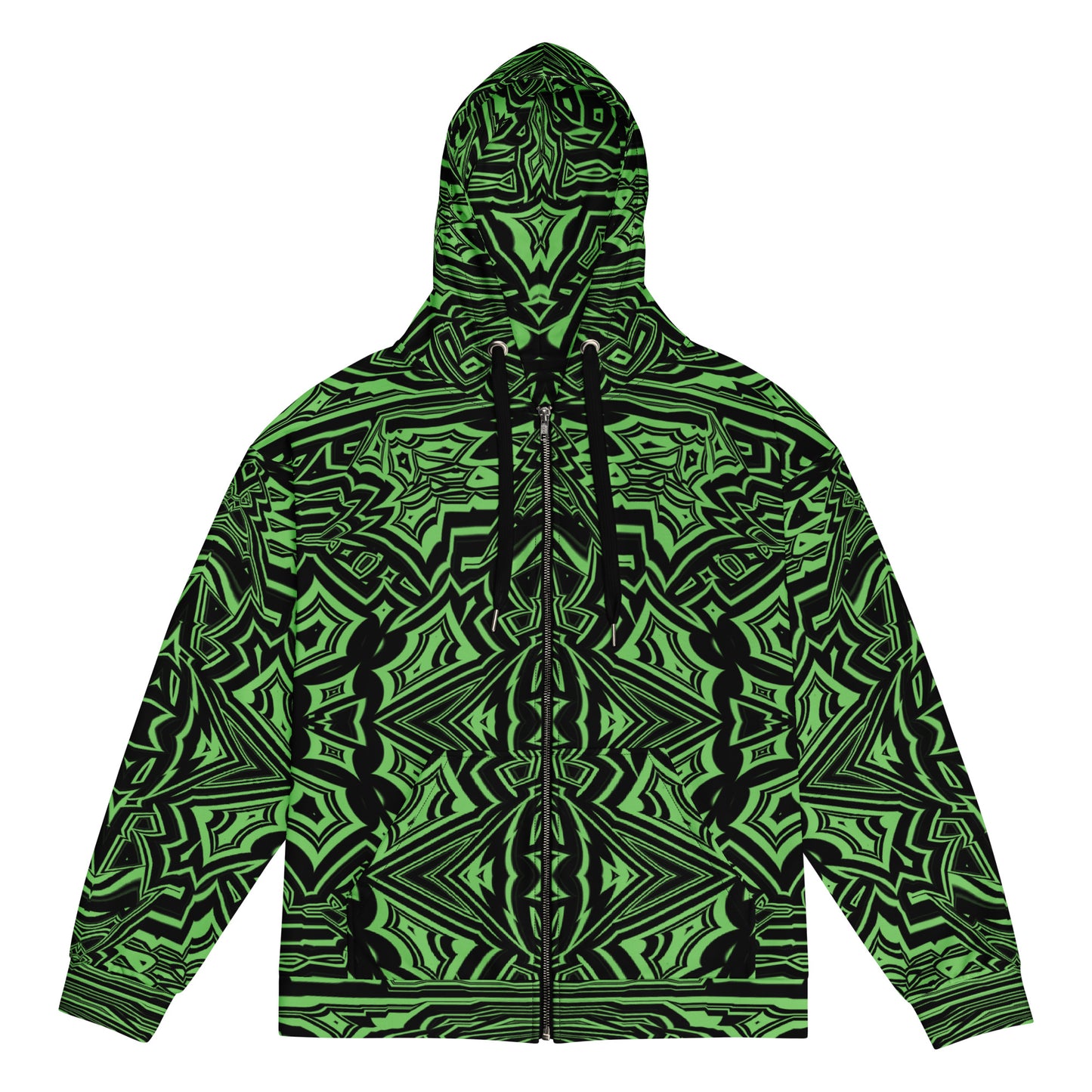 Unisex Zip Hoodie Abstract Geometric Green