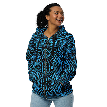 Unisex Zip Hoodie Abstract Geometric Blue