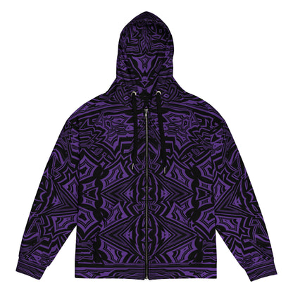 Unisex Zip Hoodie Abstract Geometric Indigo