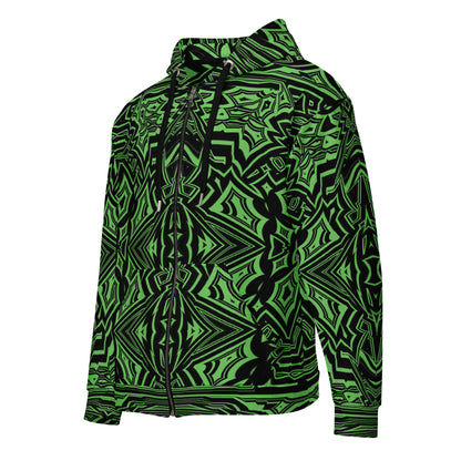 Unisex Zip Hoodie Abstract Geometric Green