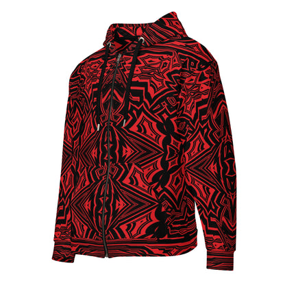 Unisex Zip Hoodie Abstract Geometric Red