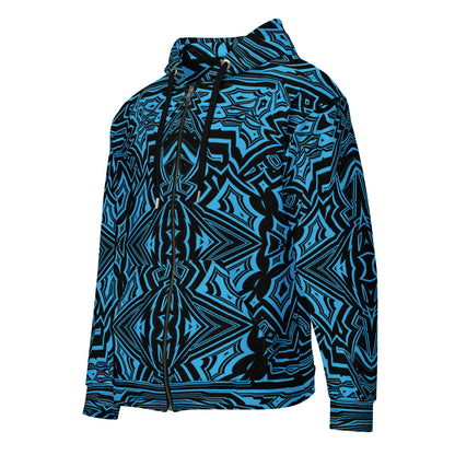 Unisex Zip Hoodie Abstract Geometric Blue