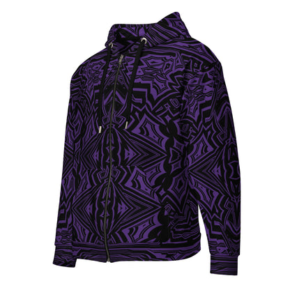 Unisex Zip Hoodie Abstract Geometric Indigo