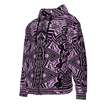 Unisex Zip Hoodie Abstract Geometric Pink