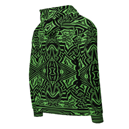 Unisex Zip Hoodie Abstract Geometric Green