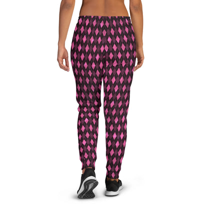 Women's Joggers Hot Pink Argyle