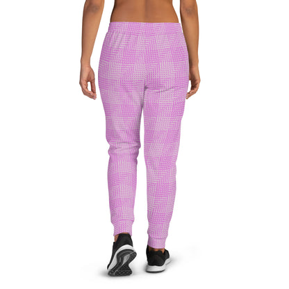 Women's Joggers Pink Houndstooth Gingham Mix