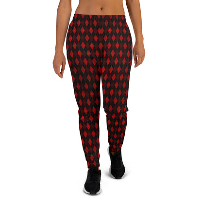 Women's Joggers Red Argyle