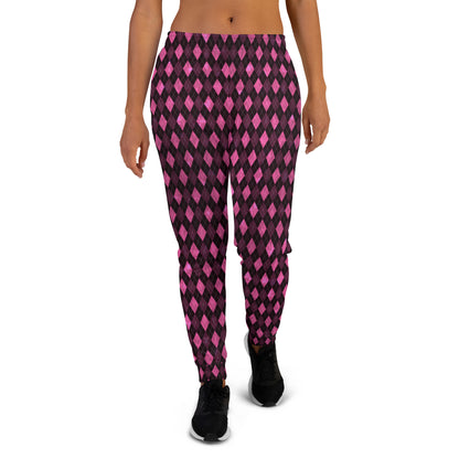 Women's Joggers Hot Pink Argyle