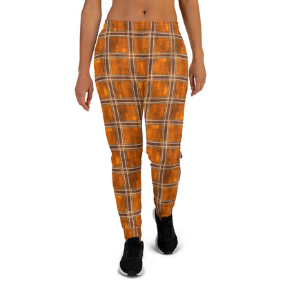 Women's Joggers Orange Plaid