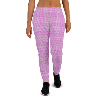 Women's Joggers Pink Houndstooth Gingham Mix