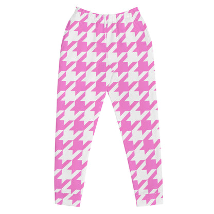 Women's Joggers Pink Houndstooth