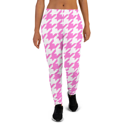 Women's Joggers Pink Houndstooth