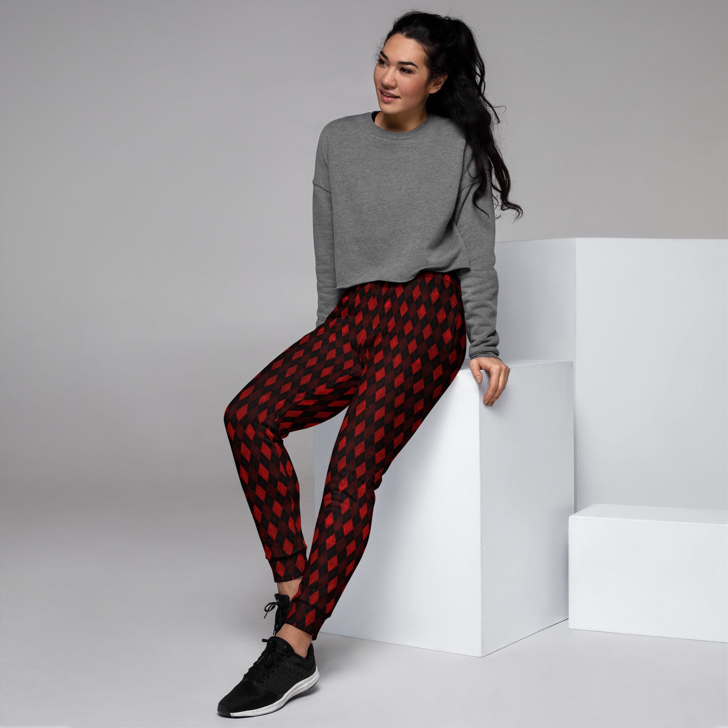 Women's Joggers Red Argyle