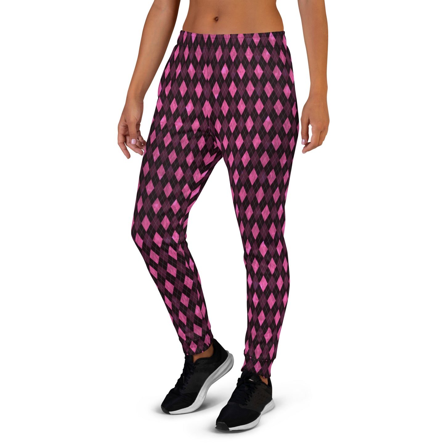 Women's Joggers Hot Pink Argyle