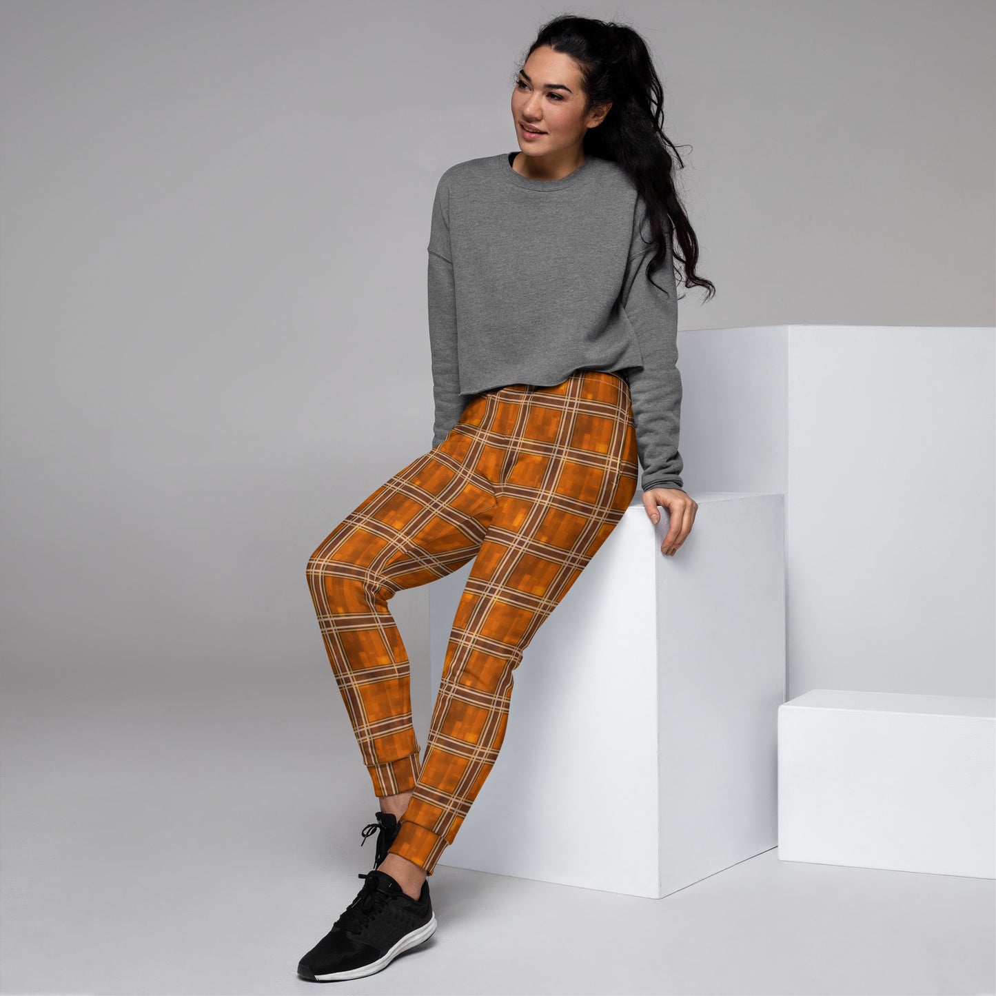 Women's Joggers Orange Plaid