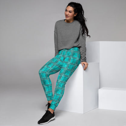 Women's Joggers Teal Plaid