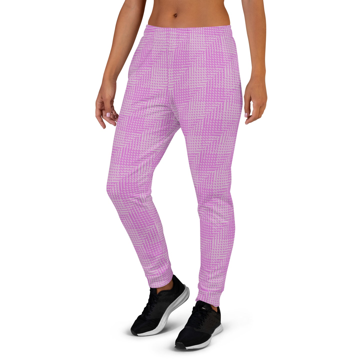 Women's Joggers Pink Houndstooth Gingham Mix