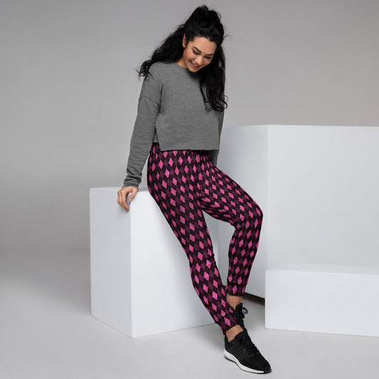 Women's Joggers Hot Pink Argyle