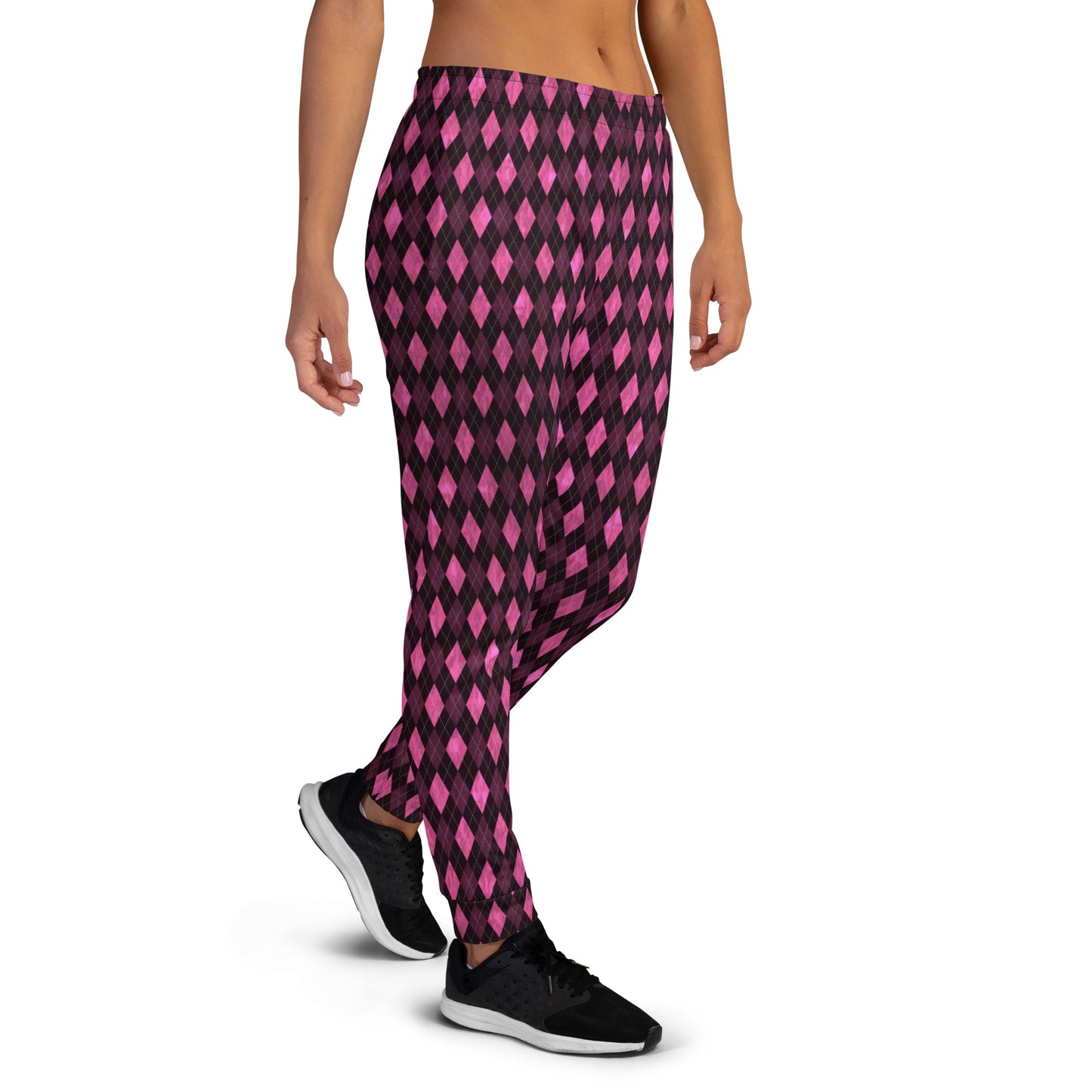 Women's Joggers Hot Pink Argyle