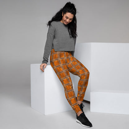 Women's Joggers Orange Plaid