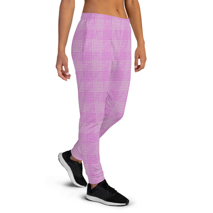 Women's Joggers Pink Houndstooth Gingham Mix