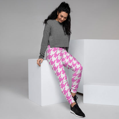 Women's Joggers Pink Houndstooth