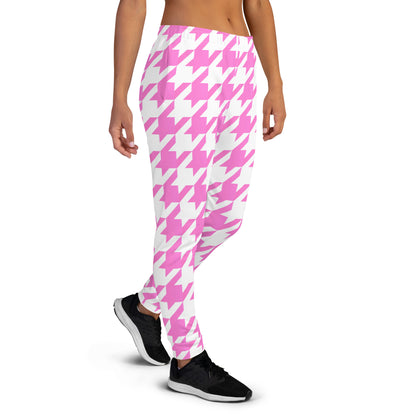 Women's Joggers Pink Houndstooth