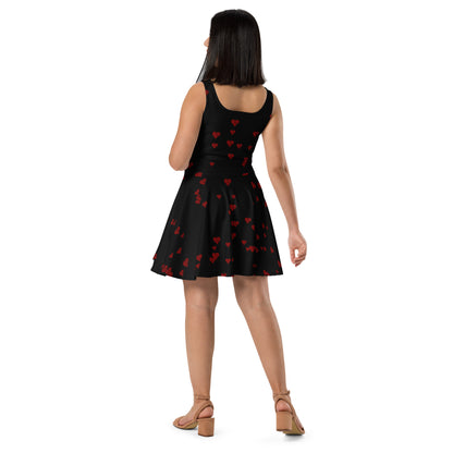 Skater Dress Checkered Heart XOXO Black